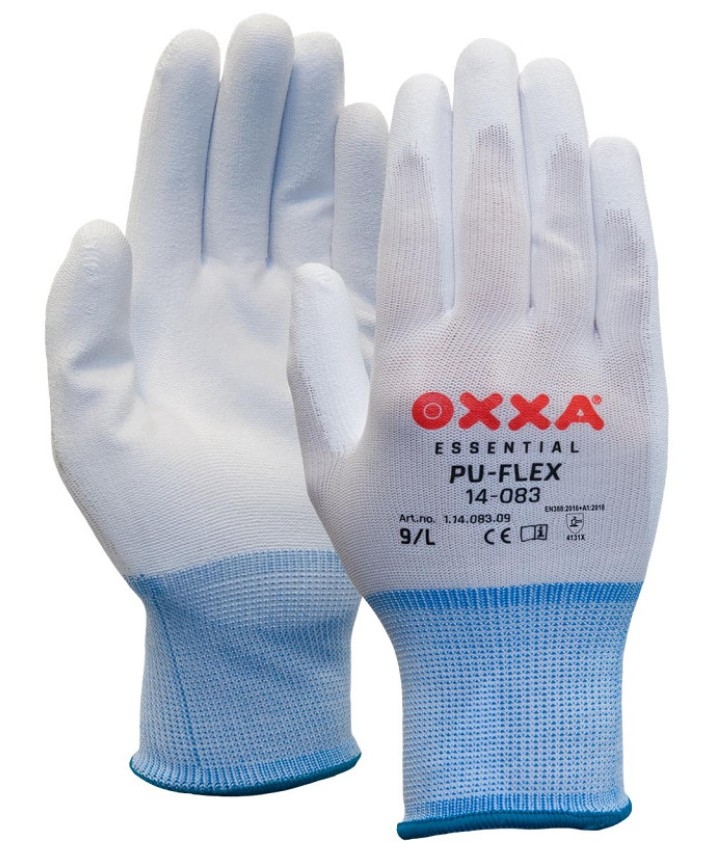 Handschoen algemeen gebruik oxxa pu flex wit maat 9