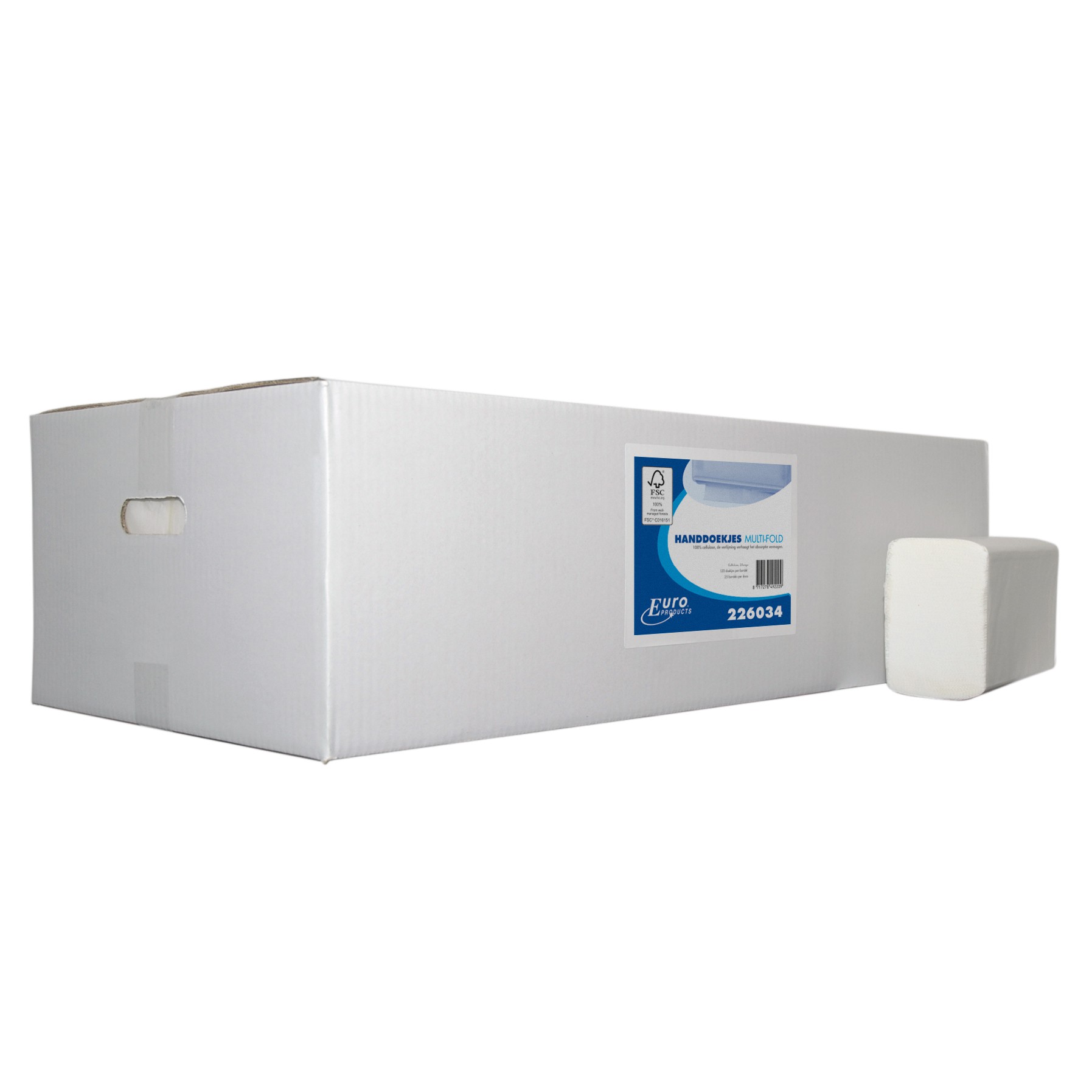 Handdoekpapier vouwhanddoek m-fold, 2 laags, cellulose