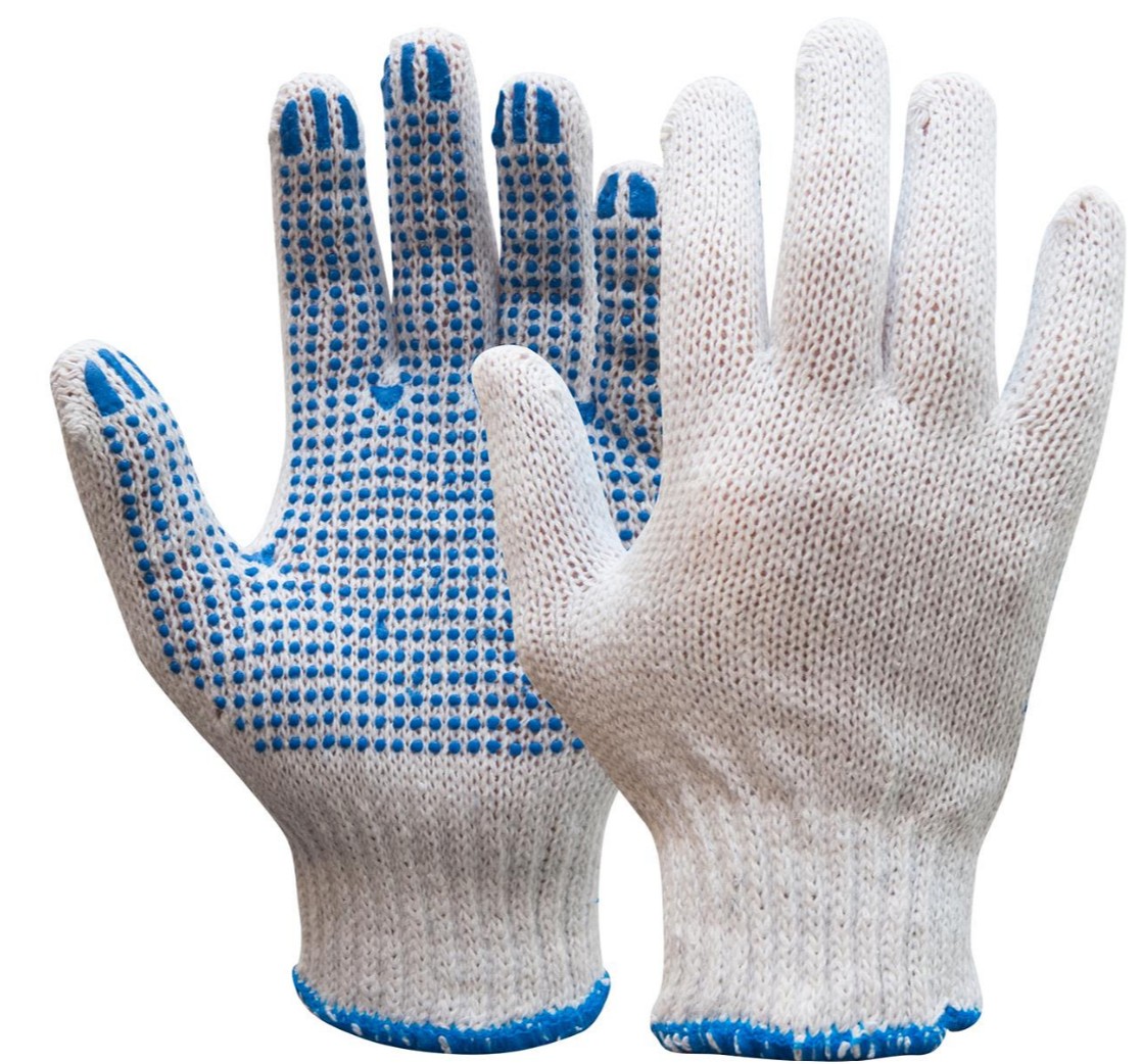 Handschoen katoen met nopjes, een maat, 12 paar