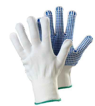 Handschoen, textiel, katoen met pvc-dot, naadloos maat 7