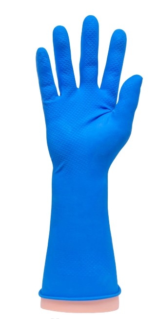 Huishoudhandschoen latex blauw maat L