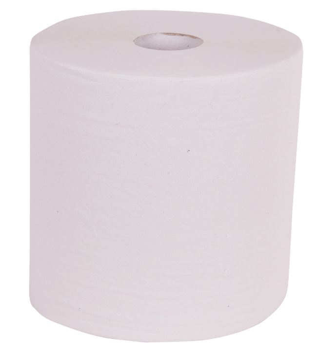 Poetspapier industrierol maxirol, 2 laags, wit recycled 28 cm x 400 meter, pak = 2 rol